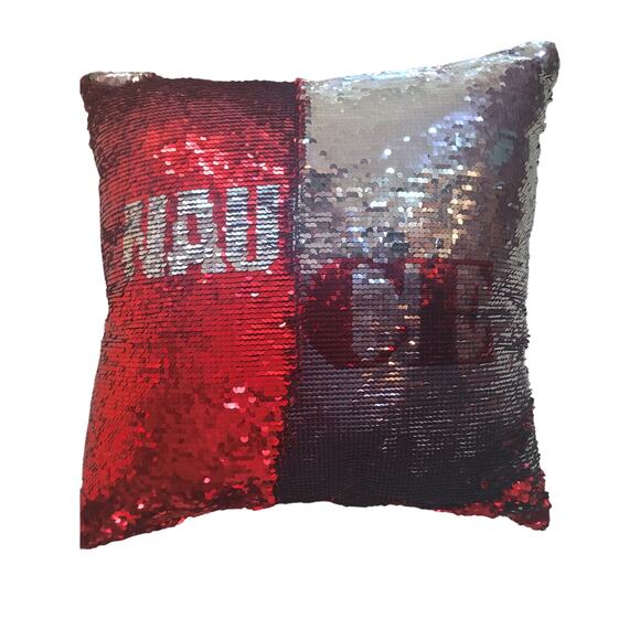 Christmas Pillow Naughty/Nice Changes Color/Words With Hand 18x18" - Picture 3 of 10